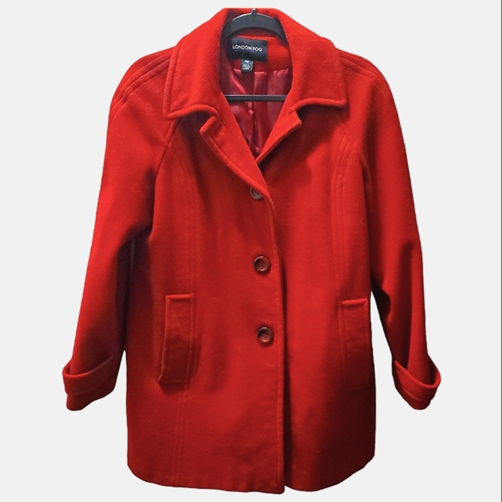 London Fog Pea Coat Red Size M